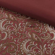 Load image into Gallery viewer, Madison Park Essentials Brystol 24 Piece Room in a Bag Faux Silk Comforter Jacquard Paisley Design Matching Curtains Down Alternative Hypoallergenic All Season Bedding-Set, King(104"x92"), Red

