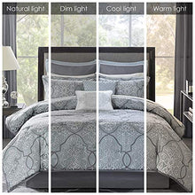 Load image into Gallery viewer, Madison Park Cozy Bed in a Bag Comforter, Traditional Luxe Jacquard Design All Season Down Alternative Cover with Complete Sheet Set, Queen(90"x92"), LaVine, Blue 12 Piece
