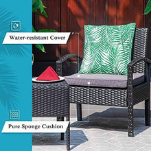 Load image into Gallery viewer, M&amp;W 3 Pieces Patio Furniture Set, Wicker Outdoor Chairs and Coffee Table for Balcony, PE Rattan Bistro Table Set for Lawn, Garden, Backyard, Grey (Throw Pillow NOT Included)
