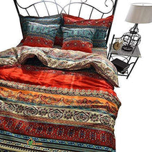 Load image into Gallery viewer, HNNSI Brushed Cotton Bohemian Duvet Cover and Fitted Sheet Sets Queen Size 4 Pieces, Bohemia Exotic Striped Bedding Sets, Boho Comforter Cover Sets,NO Comforter (Fitted Sheet Sets, Queen)
