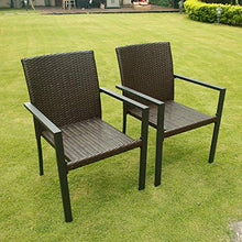 Load image into Gallery viewer, BALI OUTDOORS Gas Firepit Chairs Outdoor Wicker Patio Dining Set, Set of 2 Stackable Outdoor Wicker Chairs for Patio, Garden, Yards, Indoor, Multibrown
