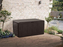 Load image into Gallery viewer, Keter Marvel Plus 71 Gallon Resin Outdoor Storage Box for Patio Furniture Cushion Storage, Brown
