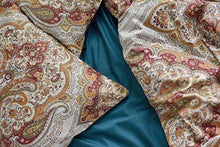 Load image into Gallery viewer, Tahari Home Duvet Quilt Cover Bohemian Style Moroccan Paisley Damask Medallion Print Cotton Sateen 3 Piece Bedding Set (Queen, Rust Copper)
