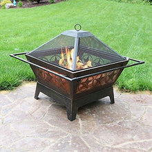 Load image into Gallery viewer, Sunnydaze Northern Galaxy Outdoor Fire Pit - 32 Inch Large Square Wood Burning Patio &amp; Backyard Firepit for Outside with Cooking BBQ Grill Grate, Spark Screen, and Fireplace Poker
