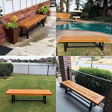 Load image into Gallery viewer, PHI VILLA Outdoor Acacia Wood Bench, 63" Long Patio Wooden Picnic Bench for 3 People, Backless Oil Finished Teak Bench for Garden, Porch, Yard
