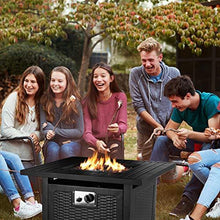 Load image into Gallery viewer, OKVAC 28" Propane Gas Fire Pit Table, 50,000 BTU Square Fire Bowl, Outdoor CSA Certification Fireplace with Auto Electric Ignition, 600D Waterproof Cover, Lava Rock, for Balcony/Garden/Patio/Courtyard
