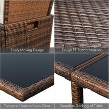 Load image into Gallery viewer, Devoko 9 Pieces Patio Dining Sets Outdoor Space Saving Rattan Chairs with Glass Table Patio Furniture Sets Cushioned Seating and Back Sectional Conversation Set (Beige)
