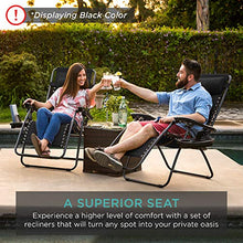 Load image into Gallery viewer, Best Choice Products Set of 2 Adjustable Steel Mesh Zero Gravity Lounge Chair Recliners w/Pillows and Cup Holder Trays - Pink
