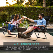 Load image into Gallery viewer, Best Choice Products Set of 2 Adjustable Steel Mesh Zero Gravity Lounge Chair Recliners w/Pillows and Cup Holder Trays, Gray
