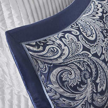 Load image into Gallery viewer, Madison Park Aubrey Queen Size Bed Comforter Set Bed In A Bag - Navy, Grey , Paisley Jacquard – 12 Pieces Bedding Sets – Ultra Soft Microfiber Bedroom Comforters

