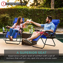 Load image into Gallery viewer, Best Choice Products Set of 2 Adjustable Steel Mesh Zero Gravity Lounge Chair Recliners w/Pillows and Cup Holder Trays, Tan Striped
