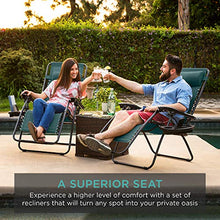Load image into Gallery viewer, Best Choice Products Set of 2 Adjustable Steel Mesh Zero Gravity Lounge Chair Recliners w/Pillows and Cup Holder Trays, Forest Green
