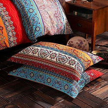 Load image into Gallery viewer, HNNSI Brushed Cotton Bohemian Duvet Cover and Fitted Sheet Sets Queen Size 4 Pieces, Bohemia Exotic Striped Bedding Sets, Boho Comforter Cover Sets,NO Comforter (Fitted Sheet Sets, Queen)
