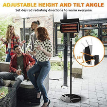 Load image into Gallery viewer, PATIOBOSS Electric Outdoor Patio Heater, Standing/Wall Mounted Infrared Space Heater 3 Power Modes with Remote Control and 12-Hour Timer Quiet Water-Resistant for Indoor/Outdoor Use Garage Porch
