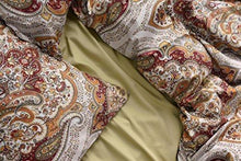 Load image into Gallery viewer, Tahari Home Duvet Quilt Cover Bohemian Style Moroccan Paisley Damask Medallion Print Cotton Sateen 3 Piece Bedding Set (Queen, Rust Copper)
