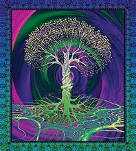 Load image into Gallery viewer, Ambesonne Nature Duvet Cover Set, Digital Psychedelic Tree of Life with Turning Gothic Background Mystery Display, Decorative 3 Piece Bedding Set with 2 Pillow Shams, Queen Size, Fuchsia Purple
