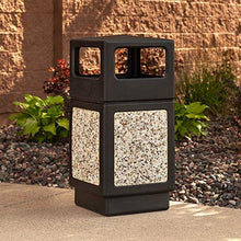 Load image into Gallery viewer, Safco Products Canmeleon Outdoor/Indoor Aggregate Panel Trash Can 9472NC, Black, Natural Stone Panels, Outdoor/Indoor Use, 38-Gallon Capacity
