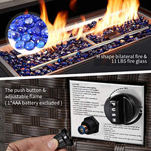 Load image into Gallery viewer, U-MAX 44in Outdoor Propane Gas Fire Pit Table, 50,000 BTU Auto-Ignition Gas Firepit with Glass Wind Guard, Black Tempered Glass Tabletop &amp; Blue Glass Rock, Brown PE Rattan, CSA Certification

