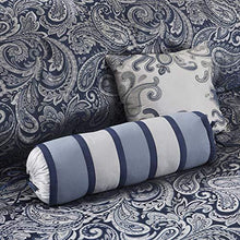 Load image into Gallery viewer, Madison Park Aubrey Queen Size Bed Comforter Set Bed In A Bag - Navy, Grey , Paisley Jacquard – 12 Pieces Bedding Sets – Ultra Soft Microfiber Bedroom Comforters
